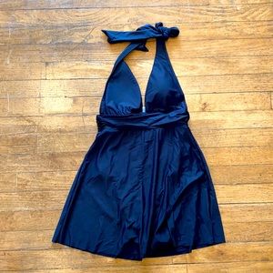 V-neck halter swim dress